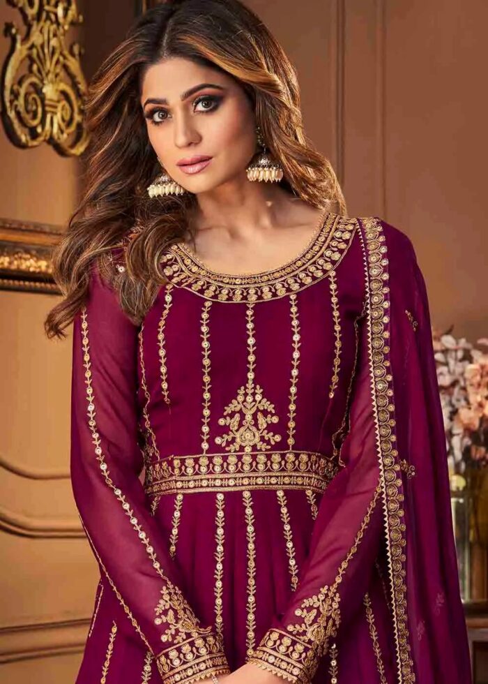 Purple Anarkali Lehenga Suit