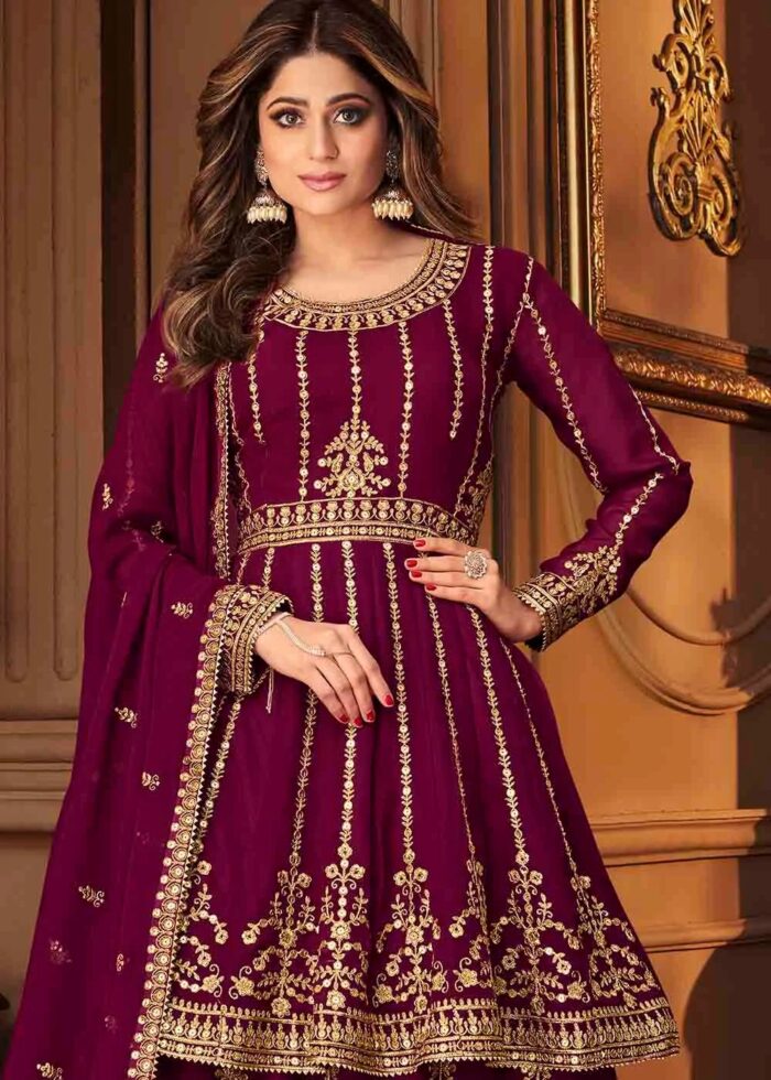 Purple Anarkali Lehenga Suit