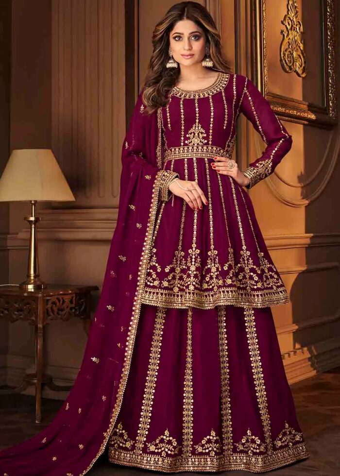 Purple Anarkali Lehenga Suit