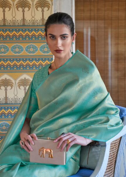 Mint Turquoise Kanjivaram Saree