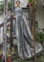 Pewter Gray Jamdani Saree