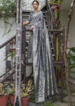 Pewter Gray Jamdani Saree