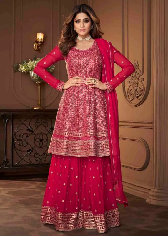 Pink Georgette Sharara Suit