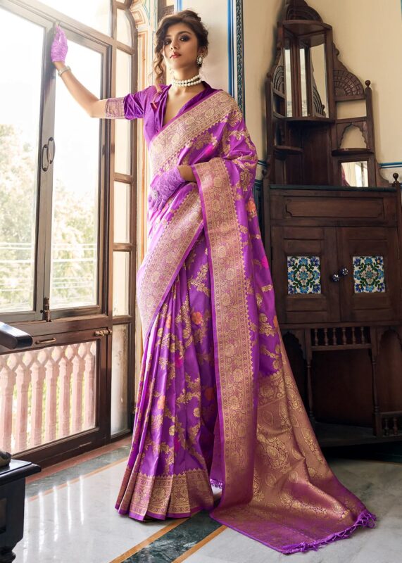 Purple Dola Silk Saree