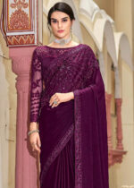 Purple Embroidered Designer Saree