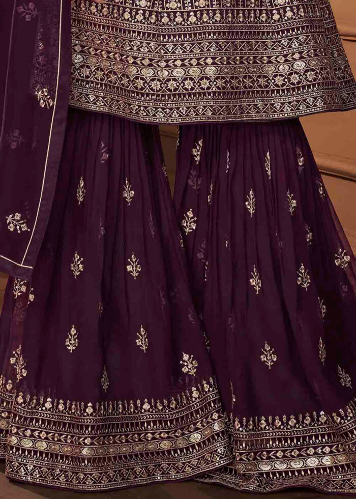 Purple Georgette Sharara Suit