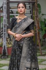 Raven Black Jamdani Saree