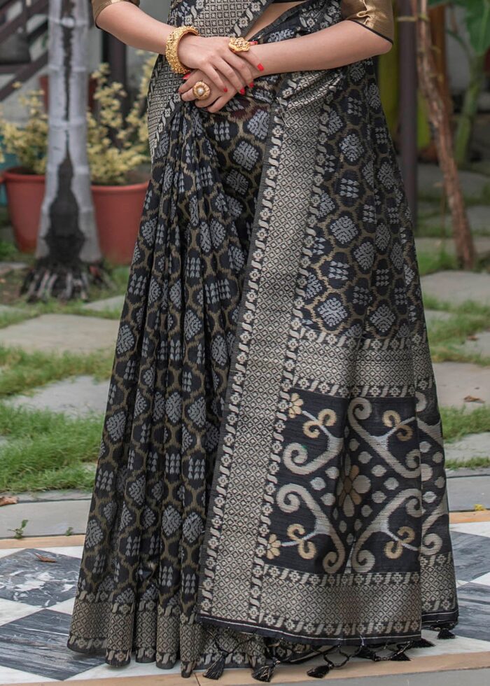 Raven Black Jamdani Saree