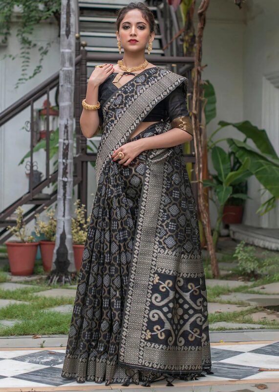 Raven Black Jamdani Saree