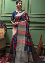 Royal Blue Tussar Silk Saree