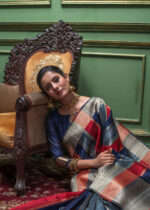 Royal Blue Tussar Silk Saree