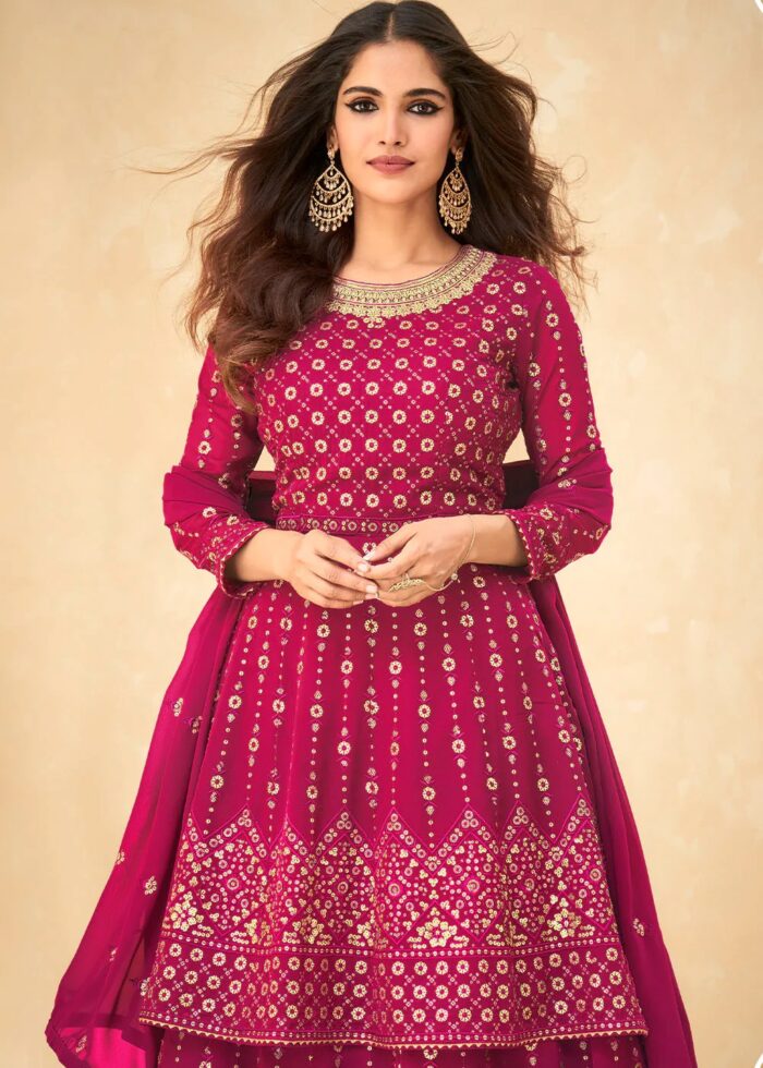 Ruby Pink Anarkali Lehenga Suit