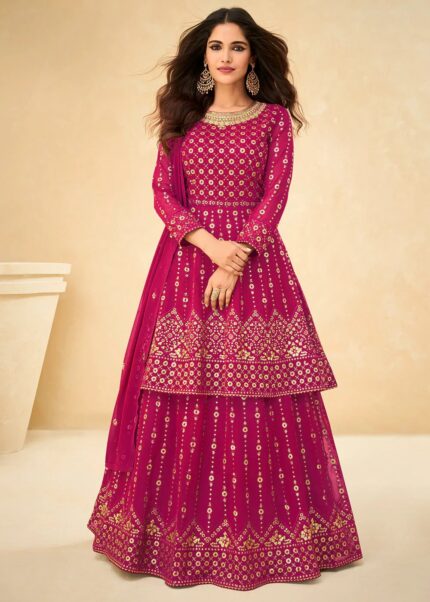 Ruby Pink Anarkali Lehenga Suit