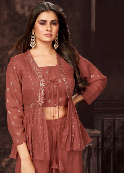 Rust Crop Top Sharara Set