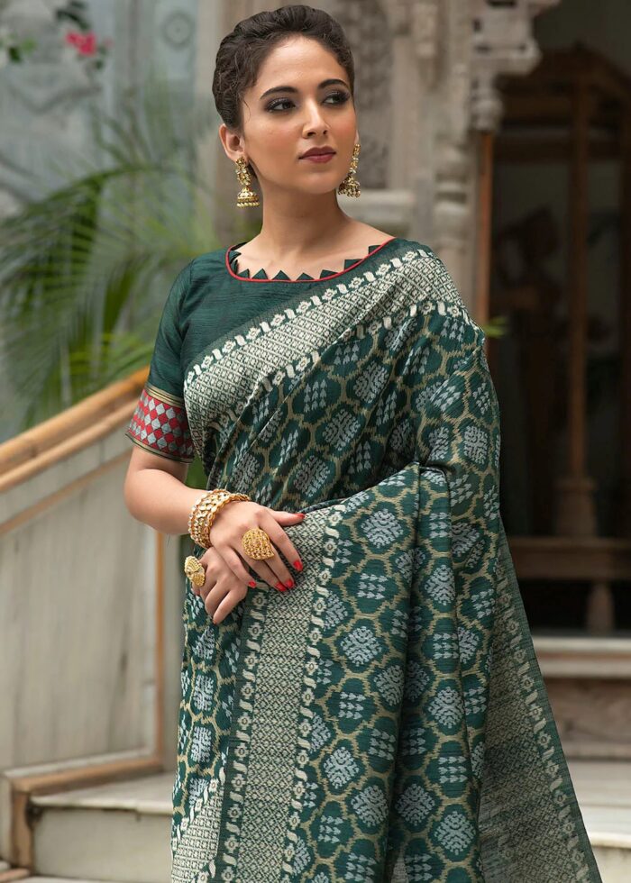 Sacramento Green Jamdani Saree