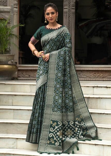 Sacramento Green Jamdani Saree