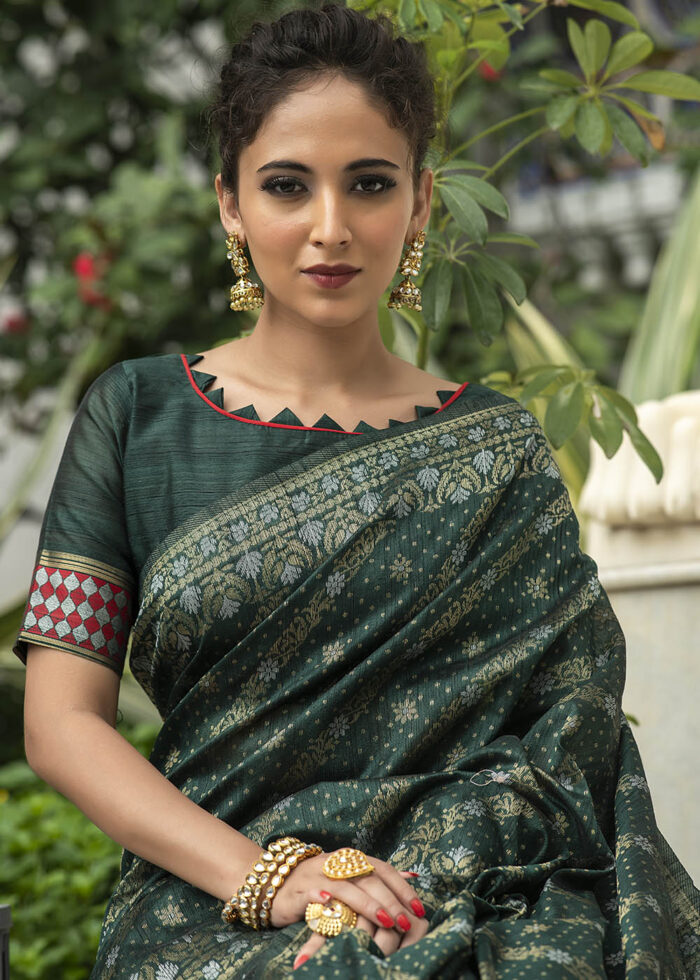 Green Jamdani Silk Saree