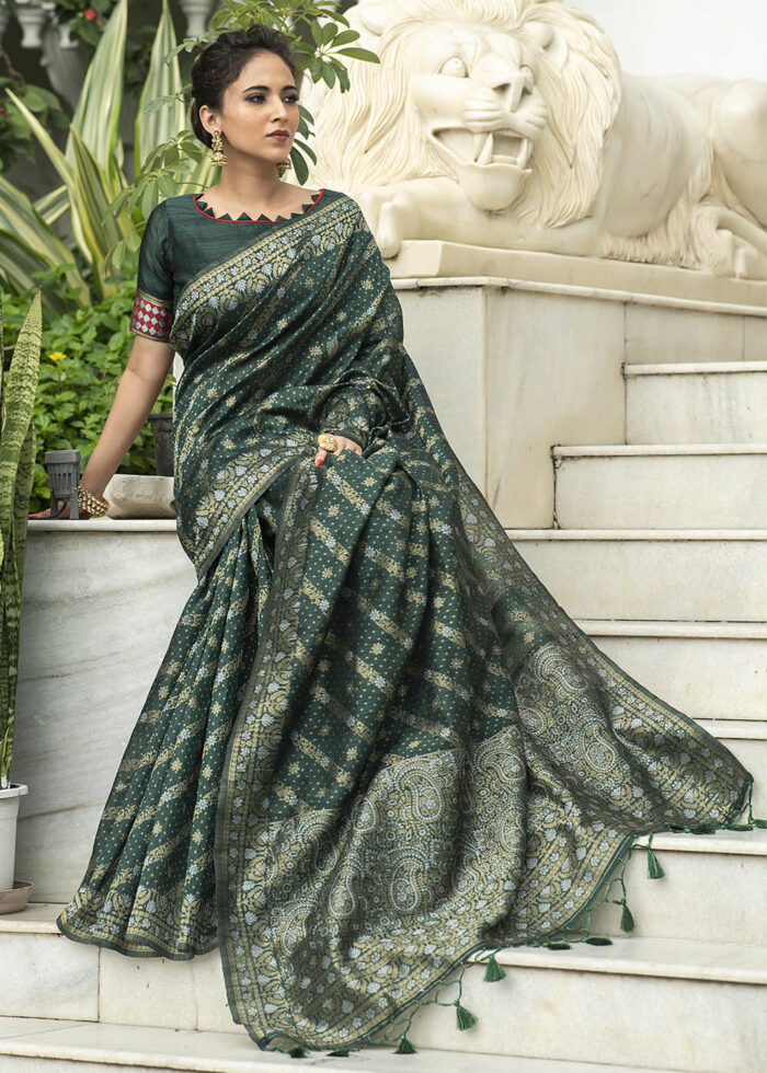 Green Jamdani Silk Saree