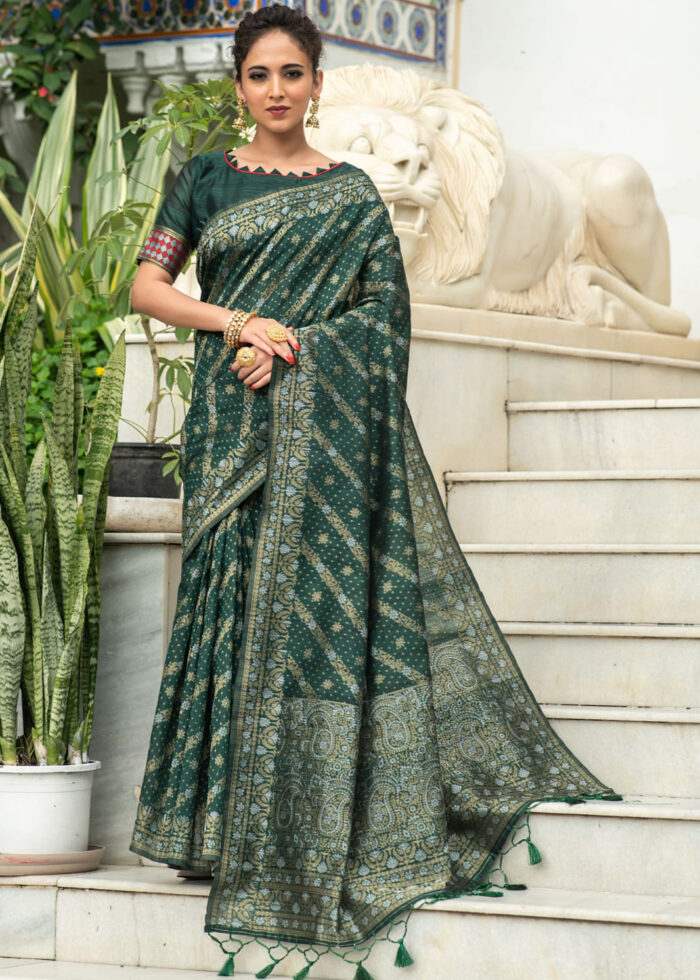 Green Jamdani Silk Saree