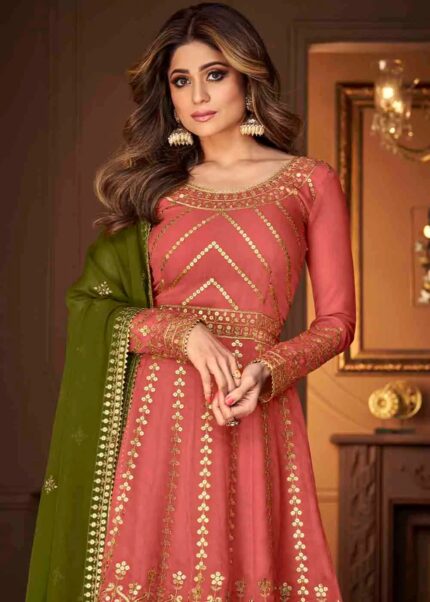 Salmon Pink Lehenga Suit