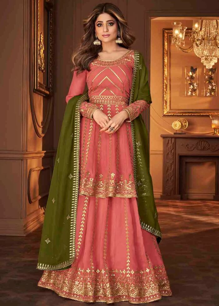 Salmon Pink Lehenga Suit