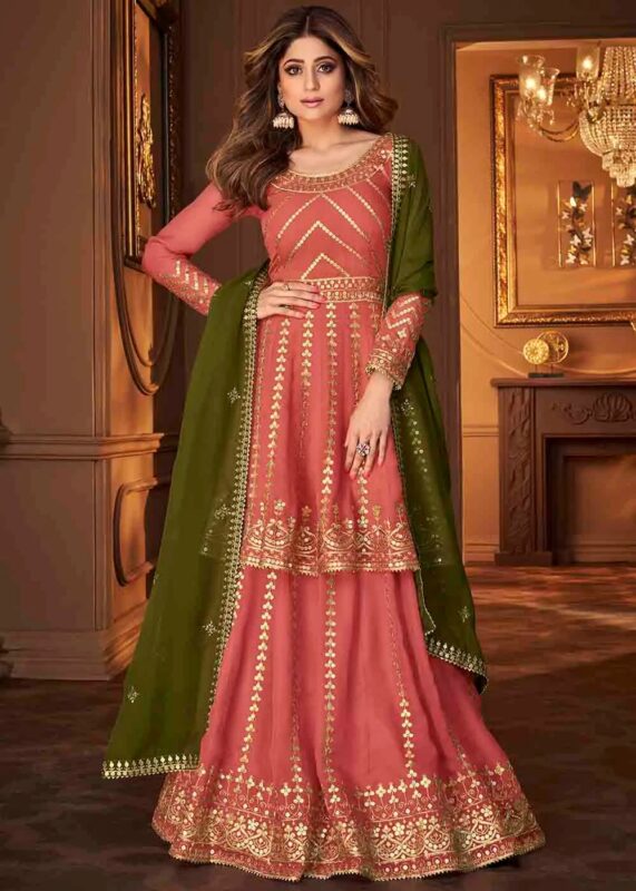 Salmon Pink Lehenga Suit