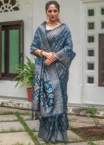 Sapphire Blue Jamdani Saree