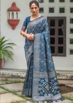 Sapphire Blue Jamdani Saree