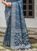 Sapphire Blue Jamdani Saree