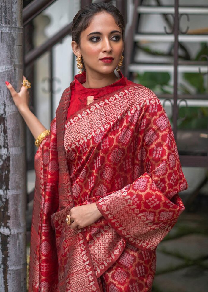 Candy Red Jamdani Saree