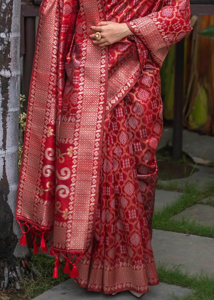 Candy Red Jamdani Saree