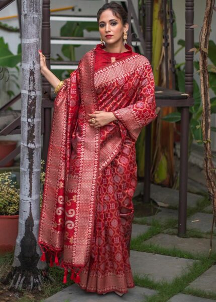 Candy Red Jamdani Saree