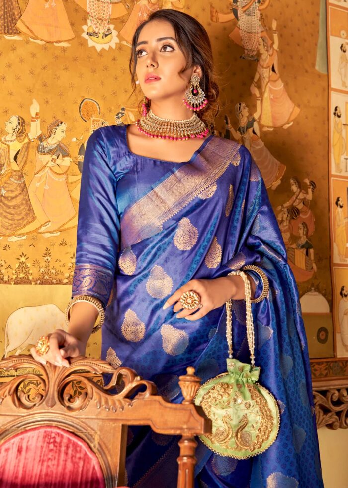 Striking Blue Kanjivaram Saree