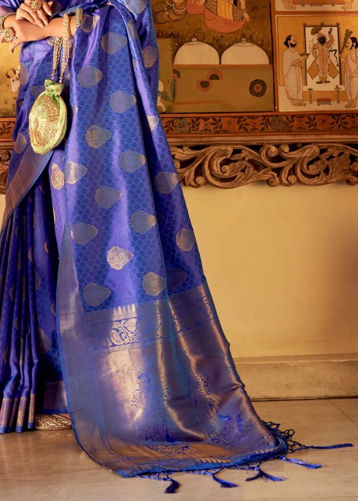 Striking Blue Kanjivaram Saree