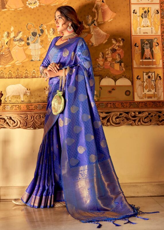 Striking Blue Kanjivaram Saree