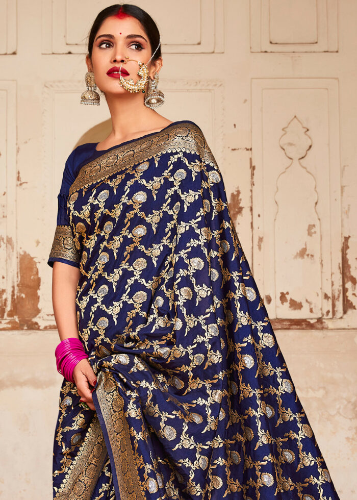 Twilight Blue Banarasi Saree