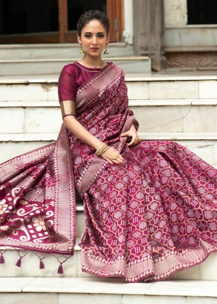 Wine Purple Jamdani Saree