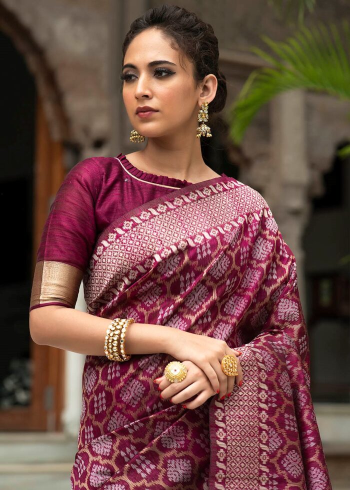 Wine Purple Jamdani Saree