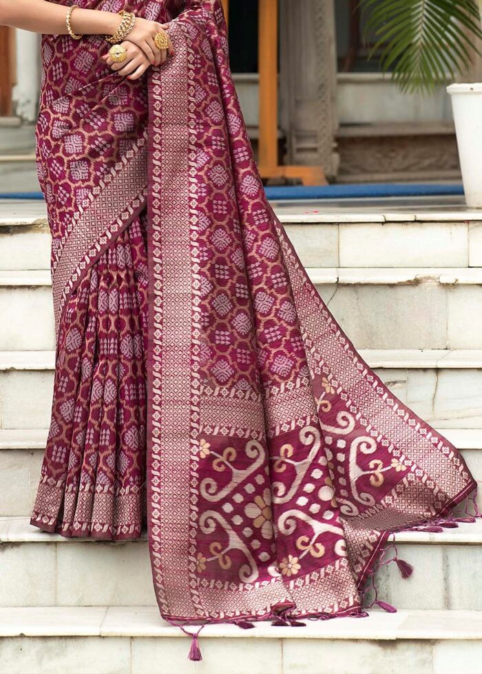 Wine Purple Jamdani Saree