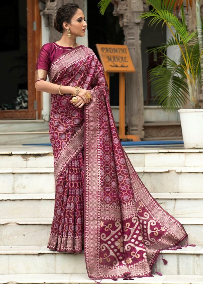 Wine Purple Jamdani Saree