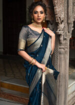 Yankees Blue Tussar Silk Saree