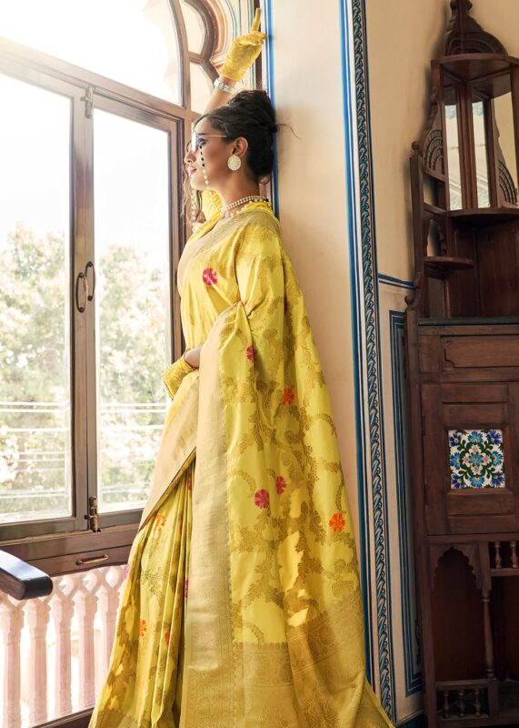 Yellow Dola Silk Saree