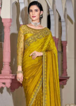 Yellow Embroidered Designer Saree