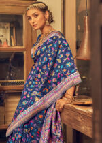 Admiral Blue Jamawar Saree