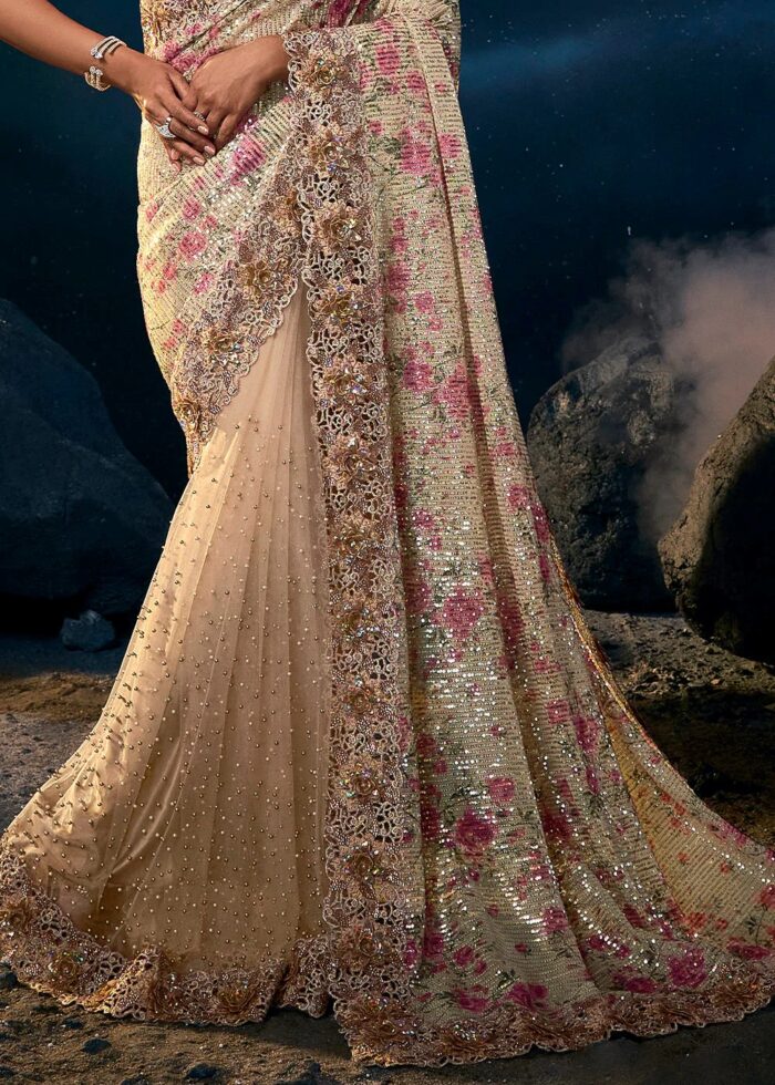 Beige Designer Saree