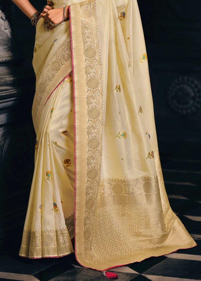 Beige Tissue Silk Saree