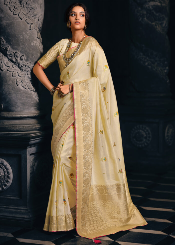 Beige Tissue Silk Saree