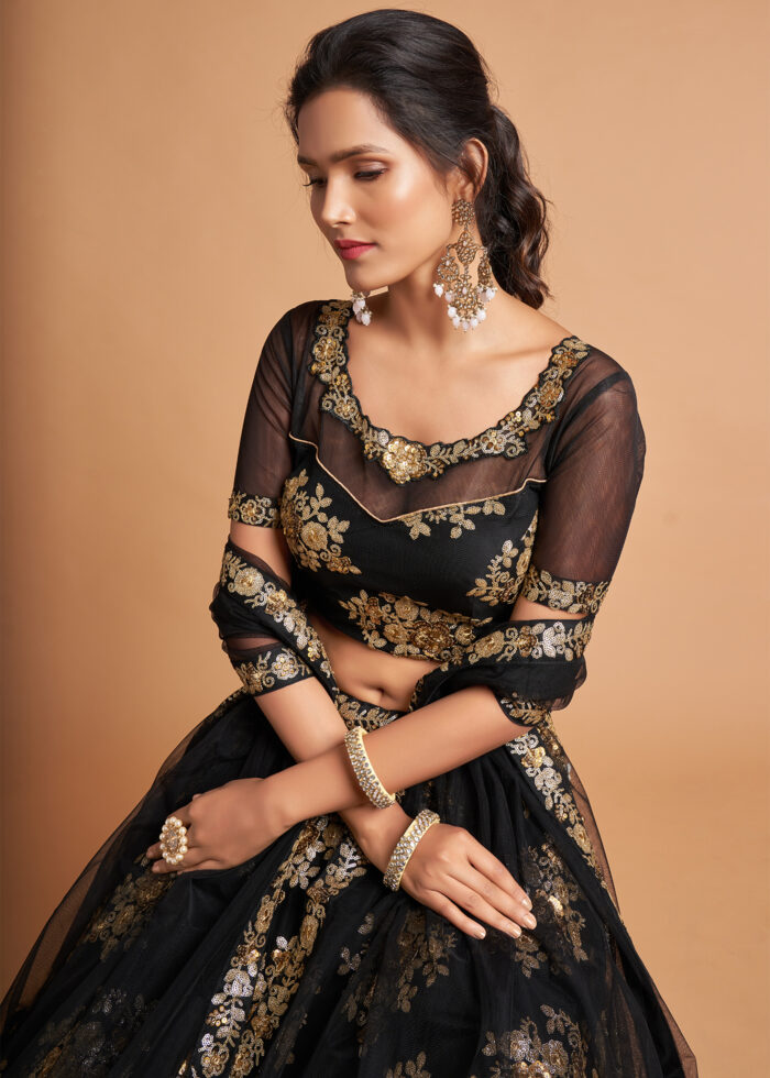 Black Lehenga with Embroidery Work