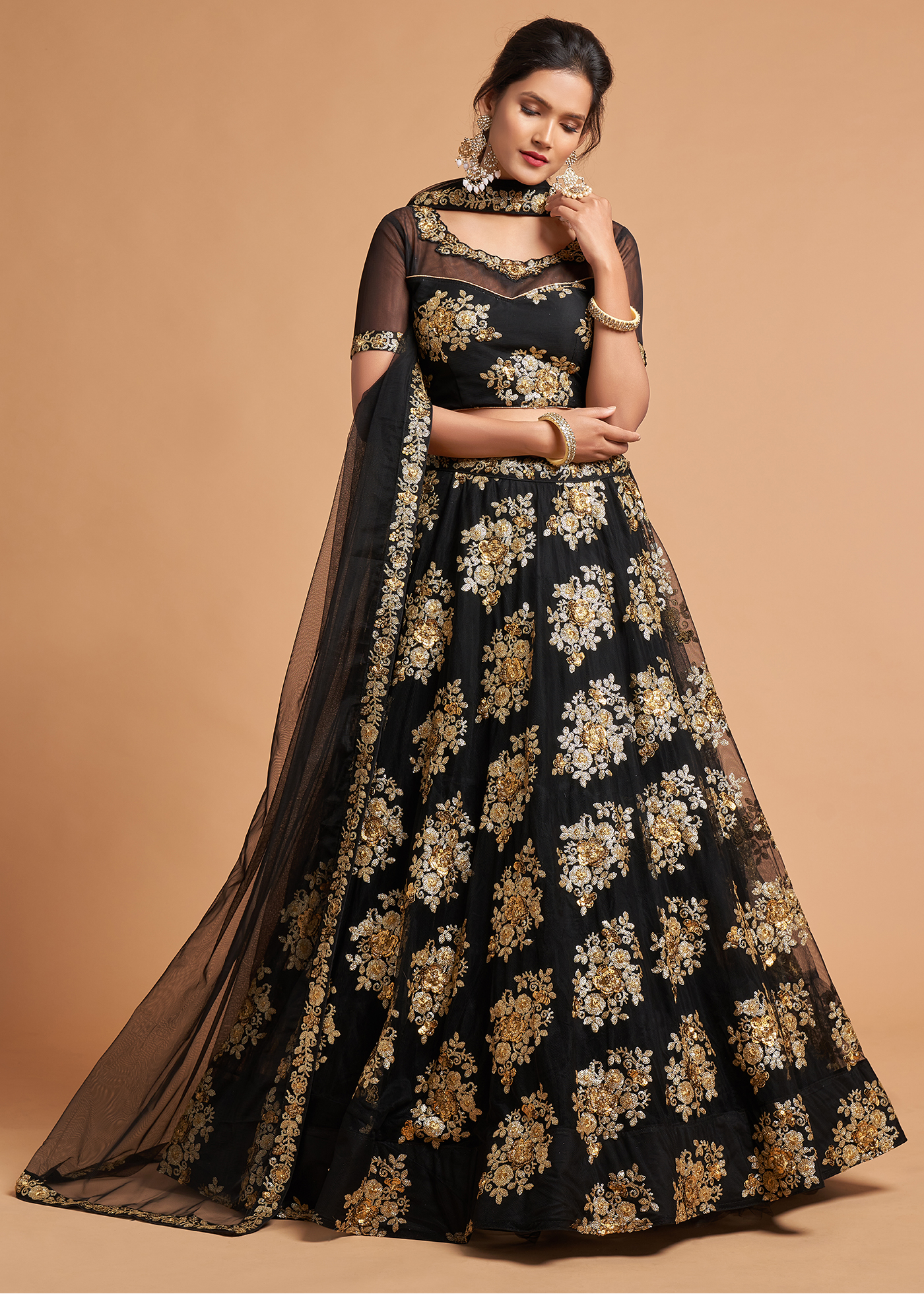 Black Lehenga with Embroidery Work