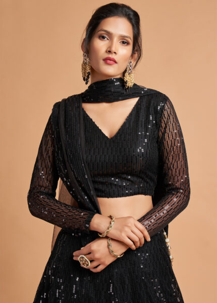 Black Sequins Lehenga Choli